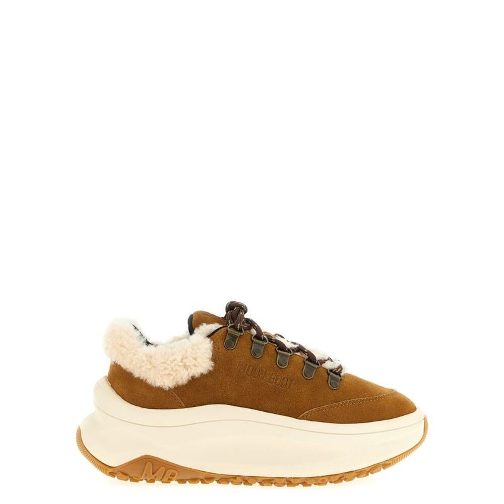 Moon Boot Beige Leather Chunky Women's Sneakers